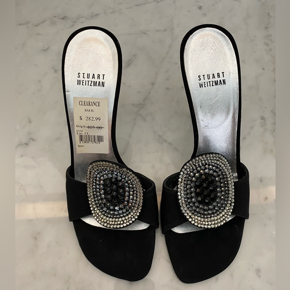New! Stuart Weitzman Crystal Slip On stiletto High Heels